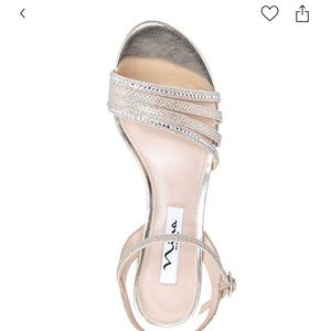 Nelena Silver and Gold Evening Sandal Glitter and Sparkle 7.5W